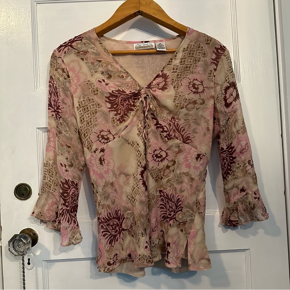 Vintage silk beaded blouse top